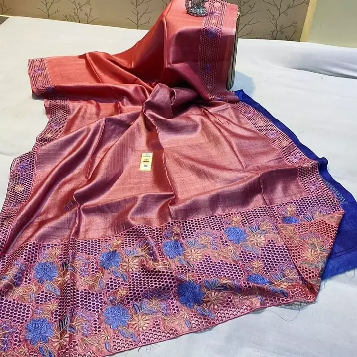Tassar by ghicha cut work silk saree uploaded by S K Silk handloom Manufacturing of All collection on 9/17/2022