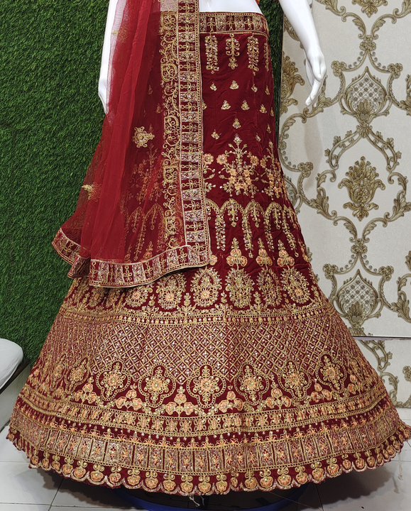 Velvet bridal lehenga with diamond 💎 uploaded by Nitya creation on 9/17/2022