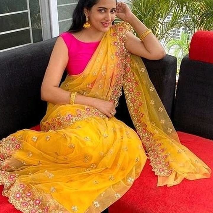 Beautiful net embroidery saree uploaded by business on 12/19/2020