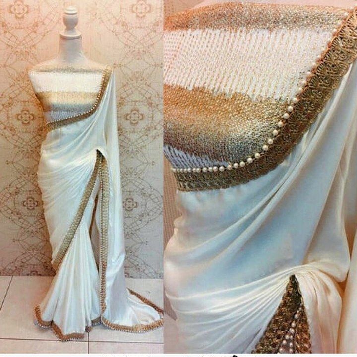 White saree with golden border  uploaded by business on 12/19/2020