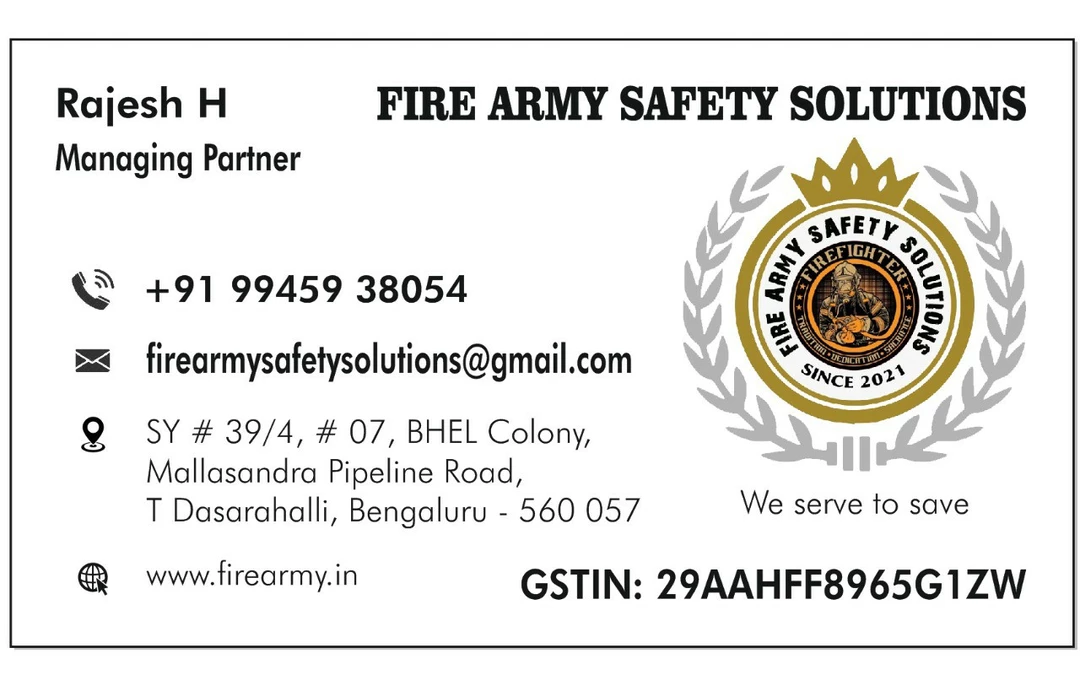 Visiting card store images of FIRE ARMY SAFETY SOLUTIONS