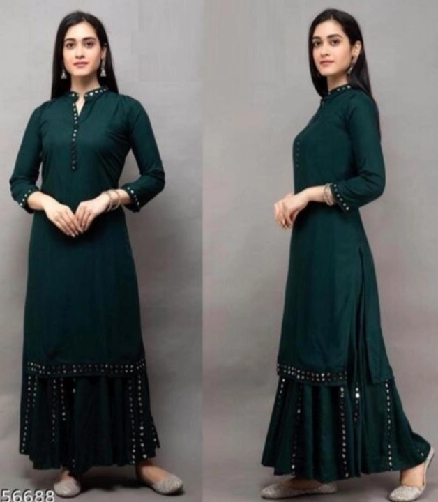 New designed Embroidered Long kurti with plazzo  uploaded by business on 9/18/2022