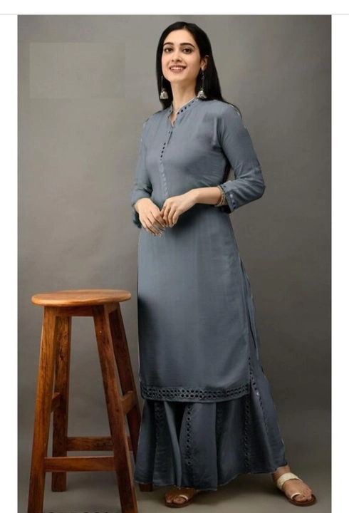 New designed Embroidered Long kurti with plazzo  uploaded by business on 9/18/2022