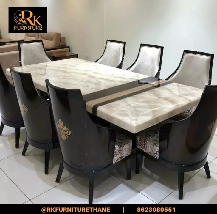 8 seater dining table with marble top,base and 8 chairs  uploaded by business on 9/18/2022
