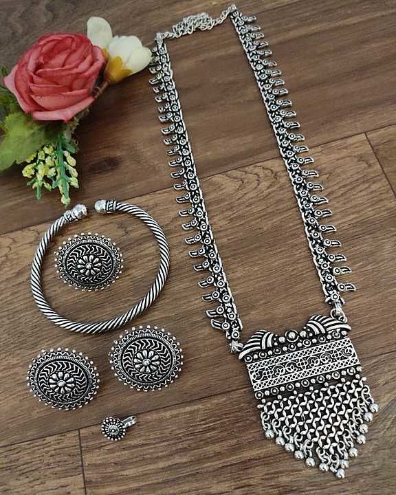 Exclusive Premium Quality Long Chain Necklace with best quality Earrings-Ring, Bracelet & Nosepin uploaded by business on 12/20/2020