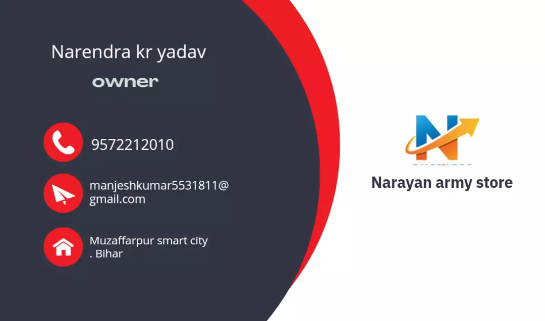 Visiting card store images of Naryan army store