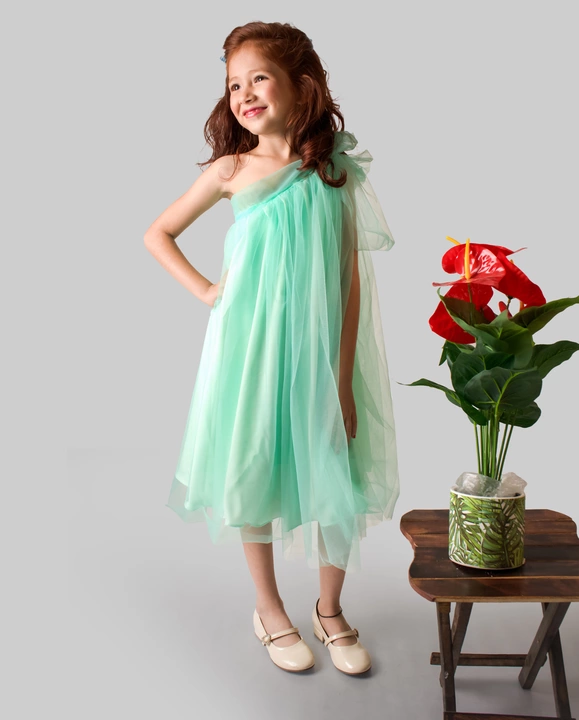 One Shoulder Pastel Green Tulle dress uploaded by Little Lady Designer on 9/19/2022