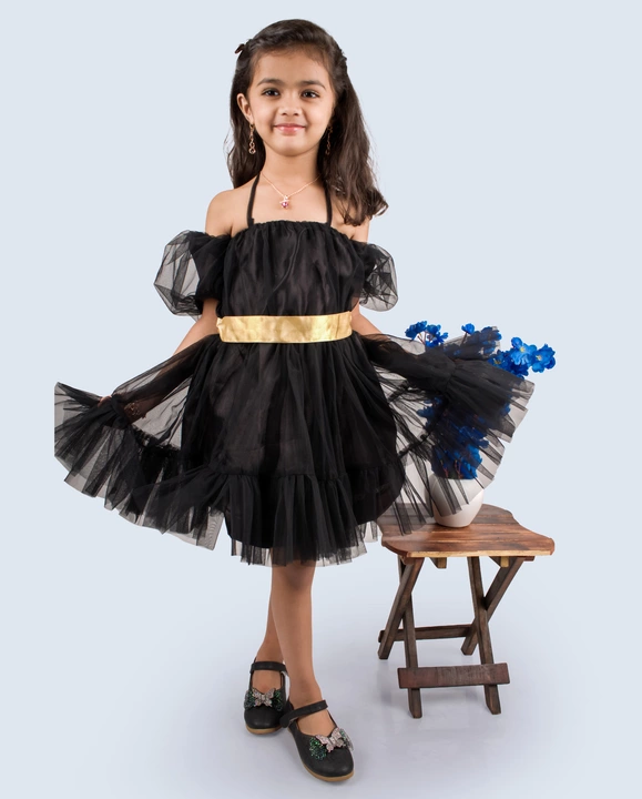 Off Shoulder Tie Back Lolita Dress in Black Tulle uploaded by Little Lady Designer on 9/19/2022
