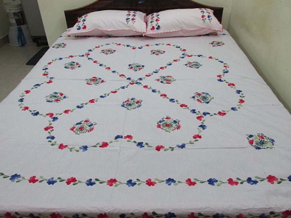 Hand embroidery double bed cover uploaded by business on 12/21/2020