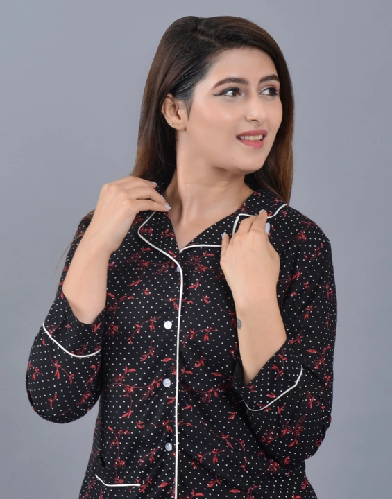 Ladies Rayon Night Suits
Size: M,L, XL, XXL
Top length: 26inch
Sleeves: 3/4th
Pajama length: 39inch
 uploaded by Ganpati handicrafts  on 9/19/2022