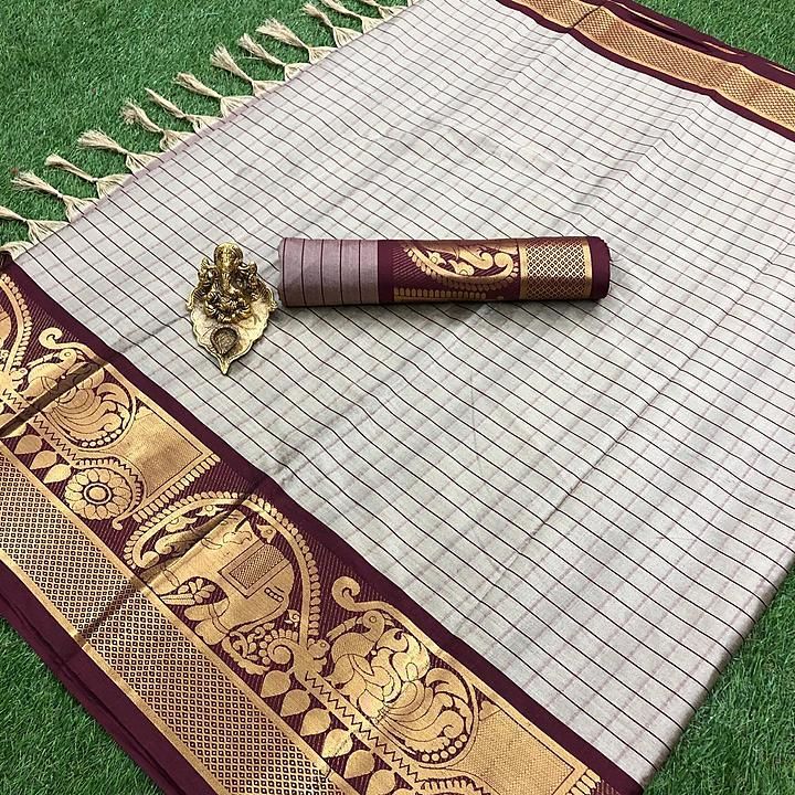 Post image FABRIC: Soft Cotton Silk
LENGTH: Saree= 5.5 Mtr, Blouse= 0.80 Mtr (Blouse Attached With Saree)
PATTERN: Banarasi Saree
WORK: Golden Zari Weave With Contrast Border With Running Blouse
WASH CARE: Dry Clean Only