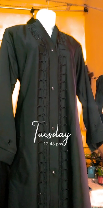 Nida fabric opne pics With hand work uploaded by  Fatima Burqa fashion |Burqa Abaya on 9/20/2022
