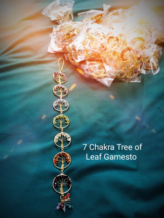 Gold Plated  7 Chakra Tree of Leaf Gamesto Healing Pendants Home Decor uploaded by business on 9/20/2022