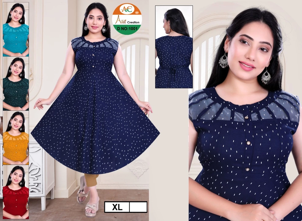 Rayon rice printed kurti uploaded by business on 9/20/2022