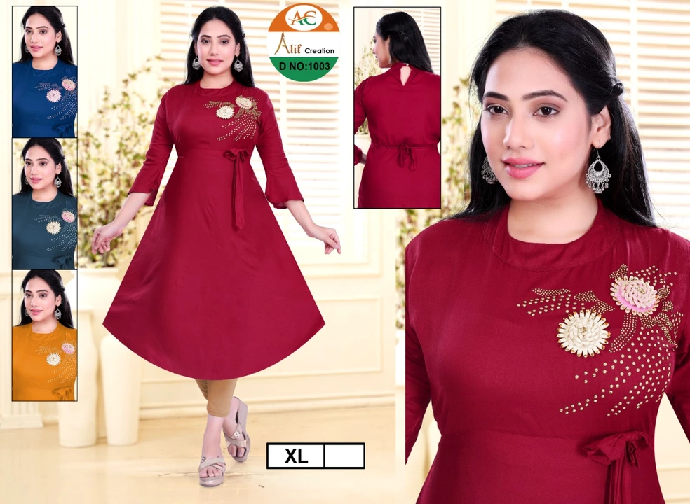 Rayon handwork kurtis uploaded by business on 9/20/2022