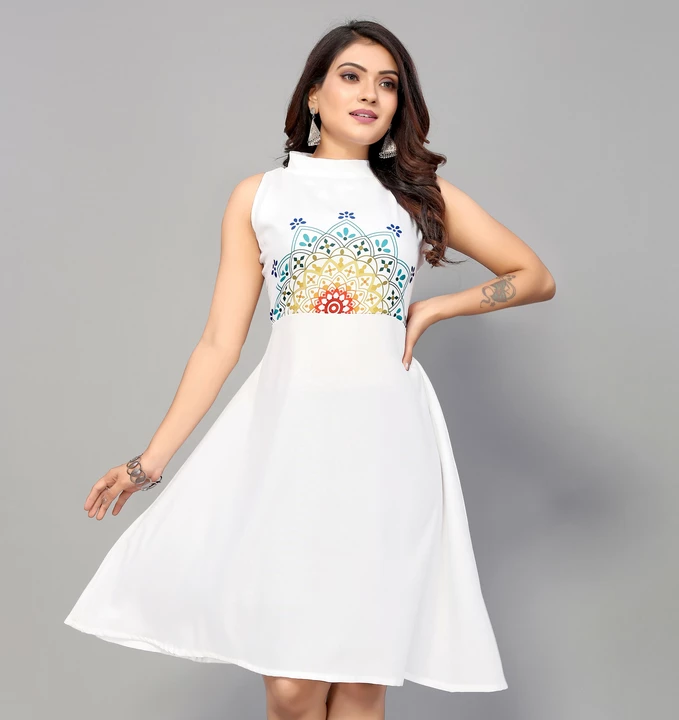 Round Printed Beautiful White Dress uploaded by business on 9/20/2022