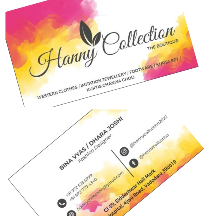 Visiting card store images of Hanny Collection - the boutique