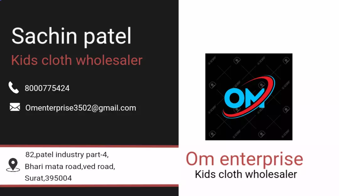 Visiting card store images of Om enterprise