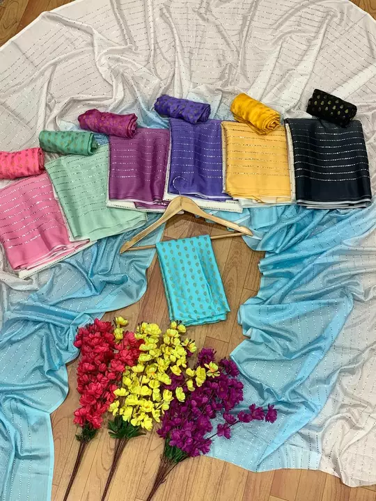 Pure soft & chinon sequence saree  uploaded by BOKADIYA TEXOFIN on 9/20/2022