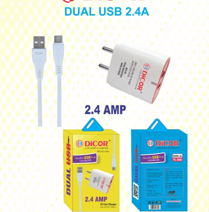 2.4amp Charger with V8;cable Rs. 80/-; with Type C Cable 85/-;1 yr warranty  uploaded by business on 9/21/2022