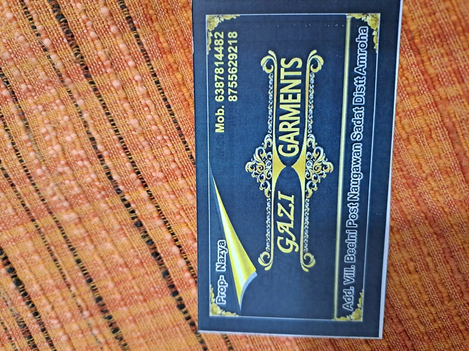 Visiting card store images of Gazi garments only jekit
