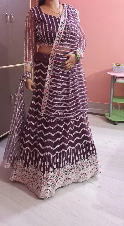 Tissu fabric saree, lakhnavi embriodery net lehnge, orangza digital fabric suit uploaded by Shreeja Boutique on 9/21/2022