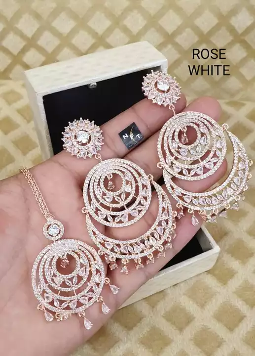 AD Premium Quality Earrings and Mangtika Combo uploaded by Fansy Jewellery  on 9/22/2022