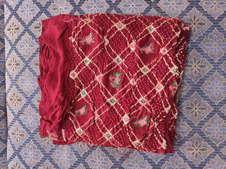 Semi Gajji Silk Embroidery Work Bandhani Sarees uploaded by Meera The Bandhani Ghar on 9/22/2022