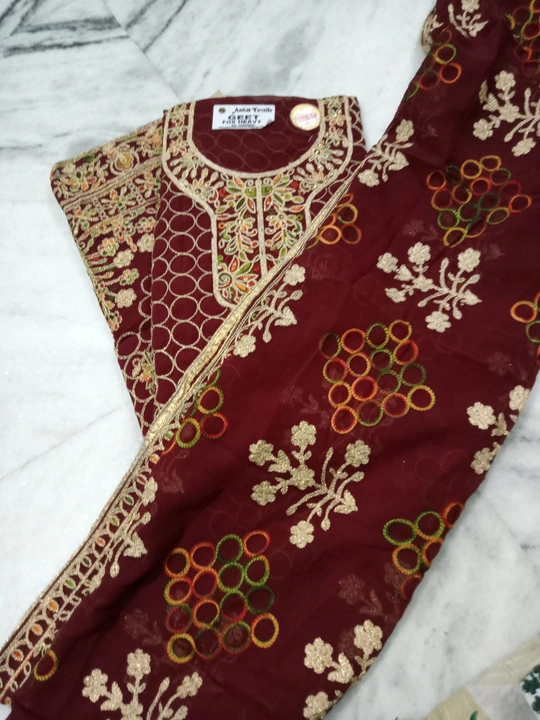 Women Georgette suit with dupatta and havey work  uploaded by business on 9/22/2022