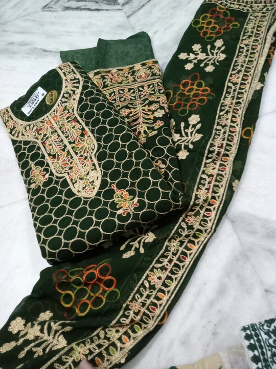 Women Georgette suit with dupatta havey work  uploaded by business on 9/22/2022