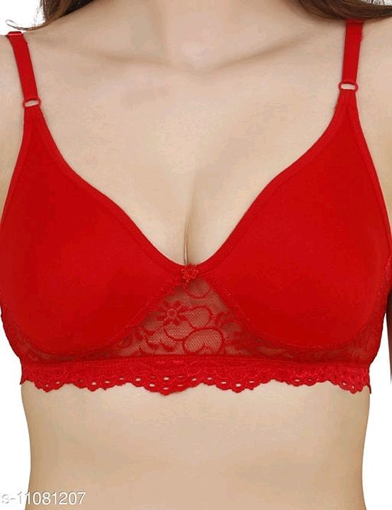 women bra Lace net padded  full coverage transparent detachable bra straps western casual red bra uploaded by NOOR.Pvt.Ltd on 12/24/2020