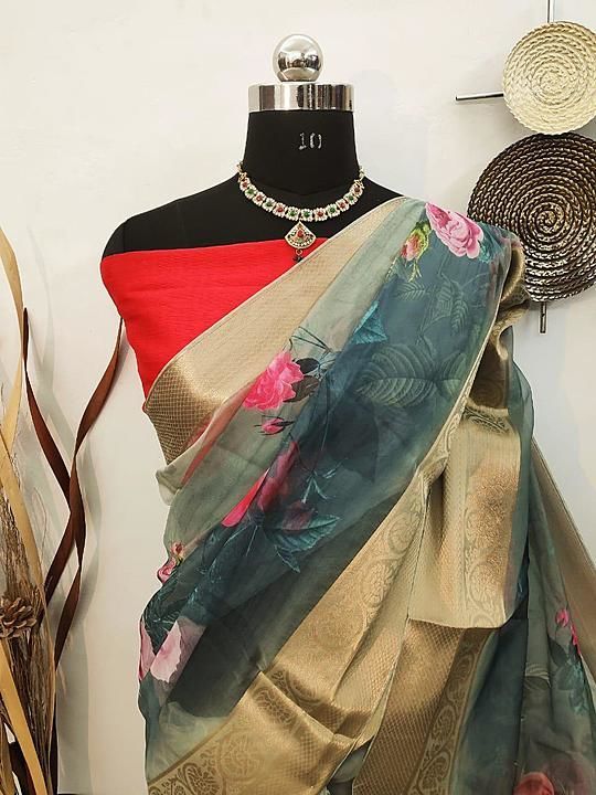 Organza saree uploaded by Rama_c0llectionss on 12/24/2020