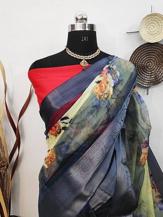 Organza saree uploaded by Rama_c0llectionss on 12/24/2020