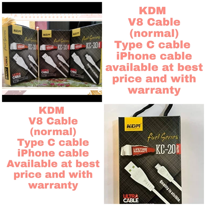 USB To V8 Cable , C TYPE CABLE & IPHONE CABLE with warranty  uploaded by business on 9/22/2022