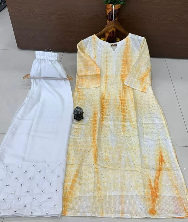 NEW ARRIVAL *DN 202* PRESENTING BEAUTIFUL LATEST KURTI / PLAZZO , SABOORI HAND DYING WITH WEVIN uploaded by SN creations on 9/22/2022