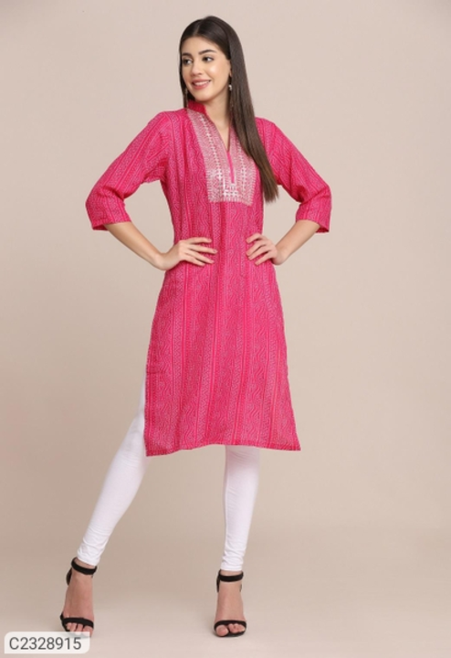 Pretty  Bandhani Printed With cotton kurtis uploaded by Patel collection on 9/22/2022