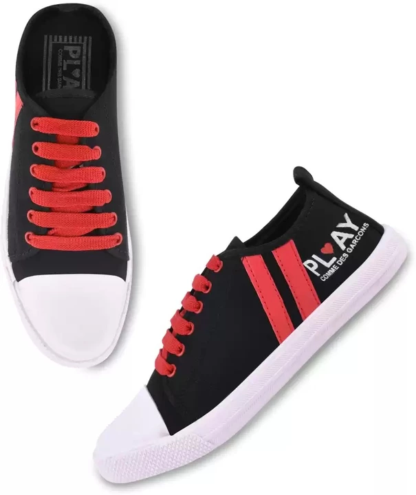 Men's Casual and Regular Wear Black/Red Canvas shoes  uploaded by business on 9/23/2022
