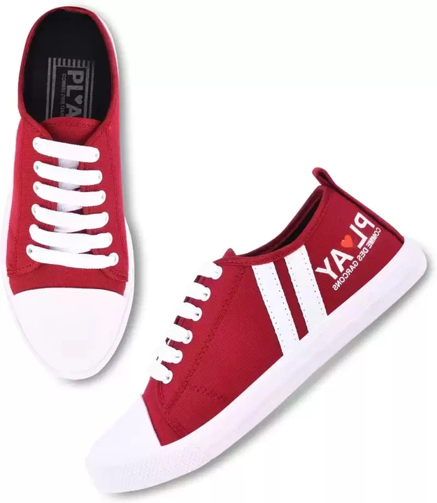 Men's Casual and Regular Wear White/Red Canvas shoes  uploaded by business on 9/23/2022