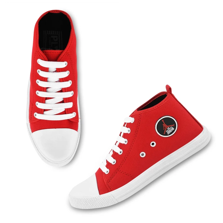 Men's Casual Wear Canvas High Neck Red/White Shoe uploaded by AS Trendz on 9/23/2022