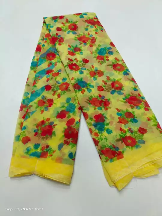 Chiffon saree uploaded by Metro textile on 9/23/2022