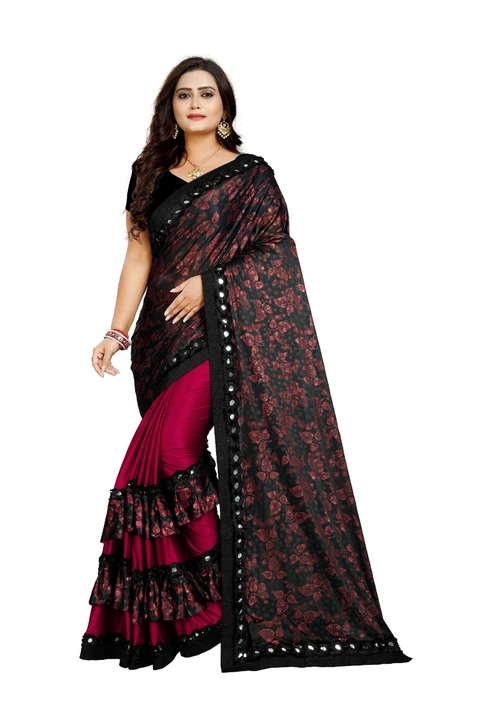 Product image of Laycra saree Maroon color , price: Rs. 225, ID: laycra-saree-maroon-color-86a2d4cc
