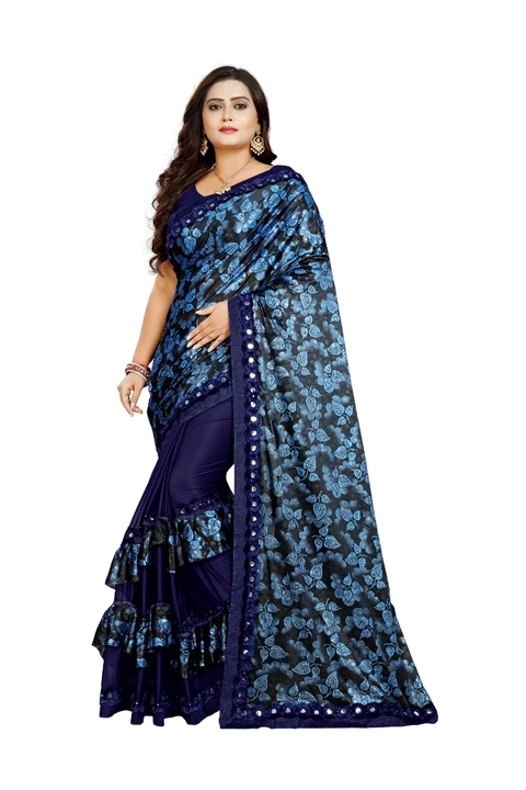 Laycra saree blue color  uploaded by business on 9/23/2022