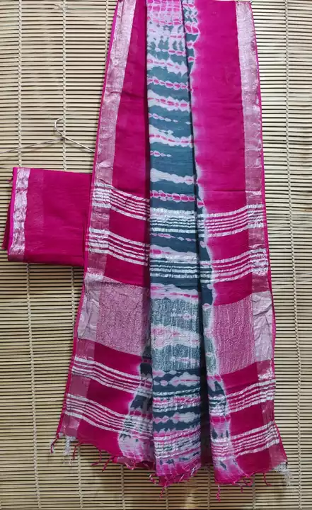 Post image Bagru Hand block printed cotton linen slub saree with blouse natural die prosess