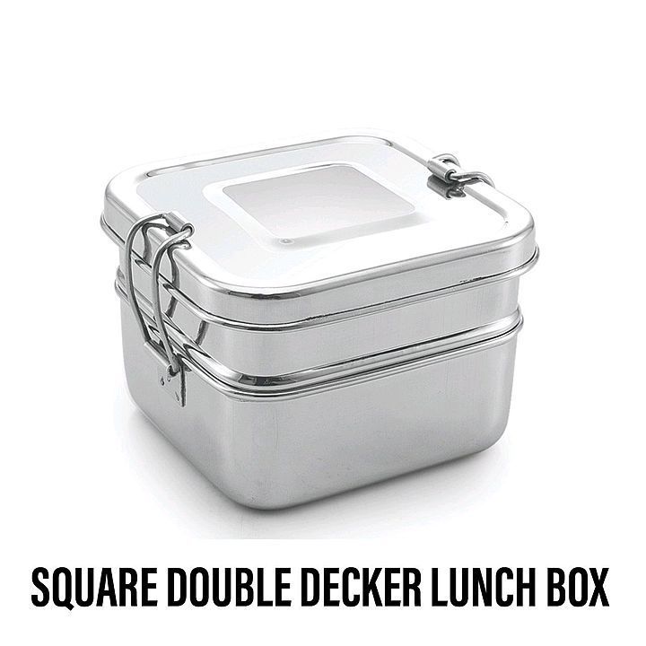 Square double decker lunch box uploaded by SAVITHA METAL on 6/27/2020
