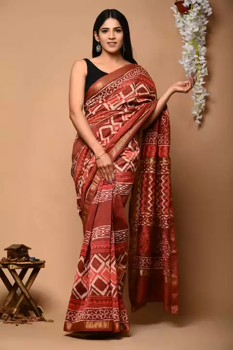 Hand block printed maheswari silk sarees with blouse uploaded by Rishu rk collection on 9/24/2022