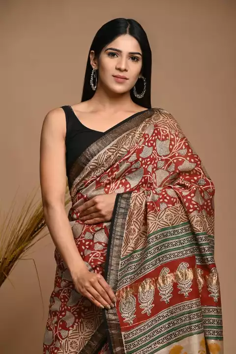 Hand block printed maheswari silk sarees with blouse uploaded by business on 9/24/2022