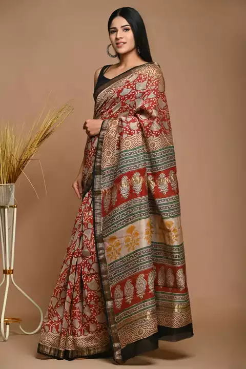Hand block printed maheswari silk sarees with blouse uploaded by Rishu rk collection on 9/24/2022