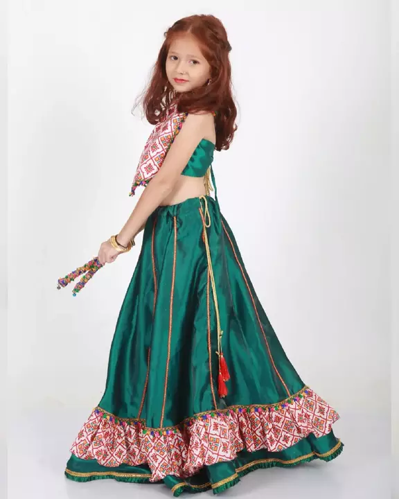 Green Navratri Dress uploaded by Little Lady Designer on 9/24/2022