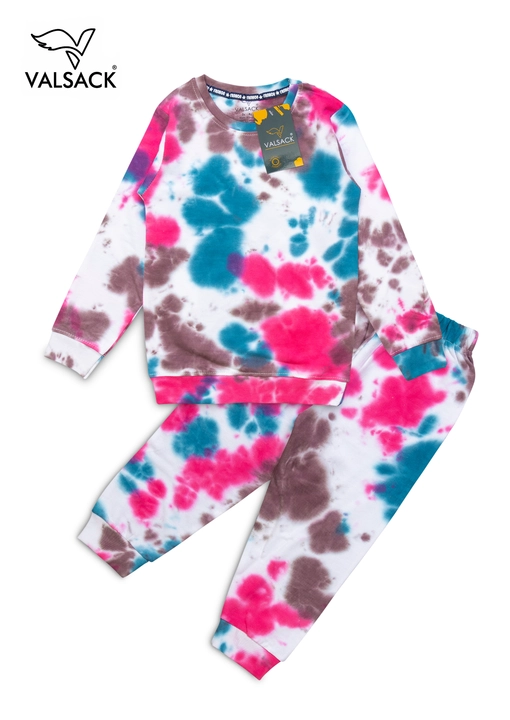 Product image with ID: kids-multicolored-tie-dye-unisex-loopknit-full-sleeve-sweatshirt-and-full-pant-c7c31a82