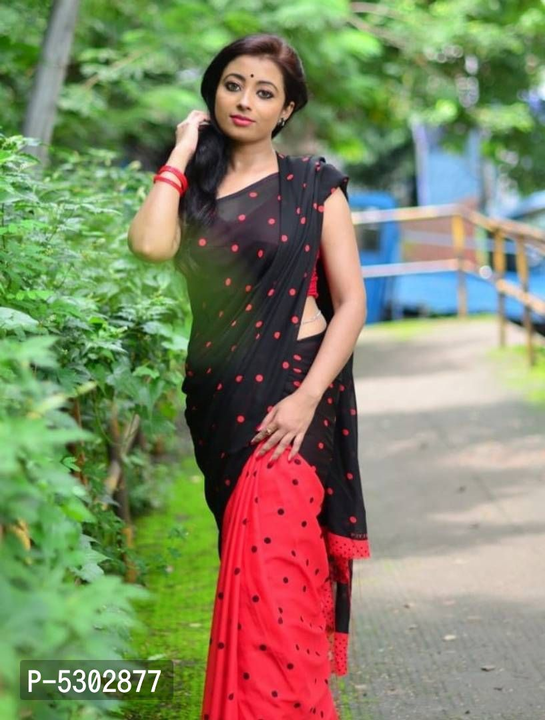 Rad polka dot daily wear printed georgette saree with blouse piece  uploaded by business on 9/25/2022